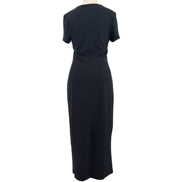 Marine Layer Lexi Rib Black Blue Striped Short Sleeve Midi T-Shirt Dress Size XL - Picture 5 of 11